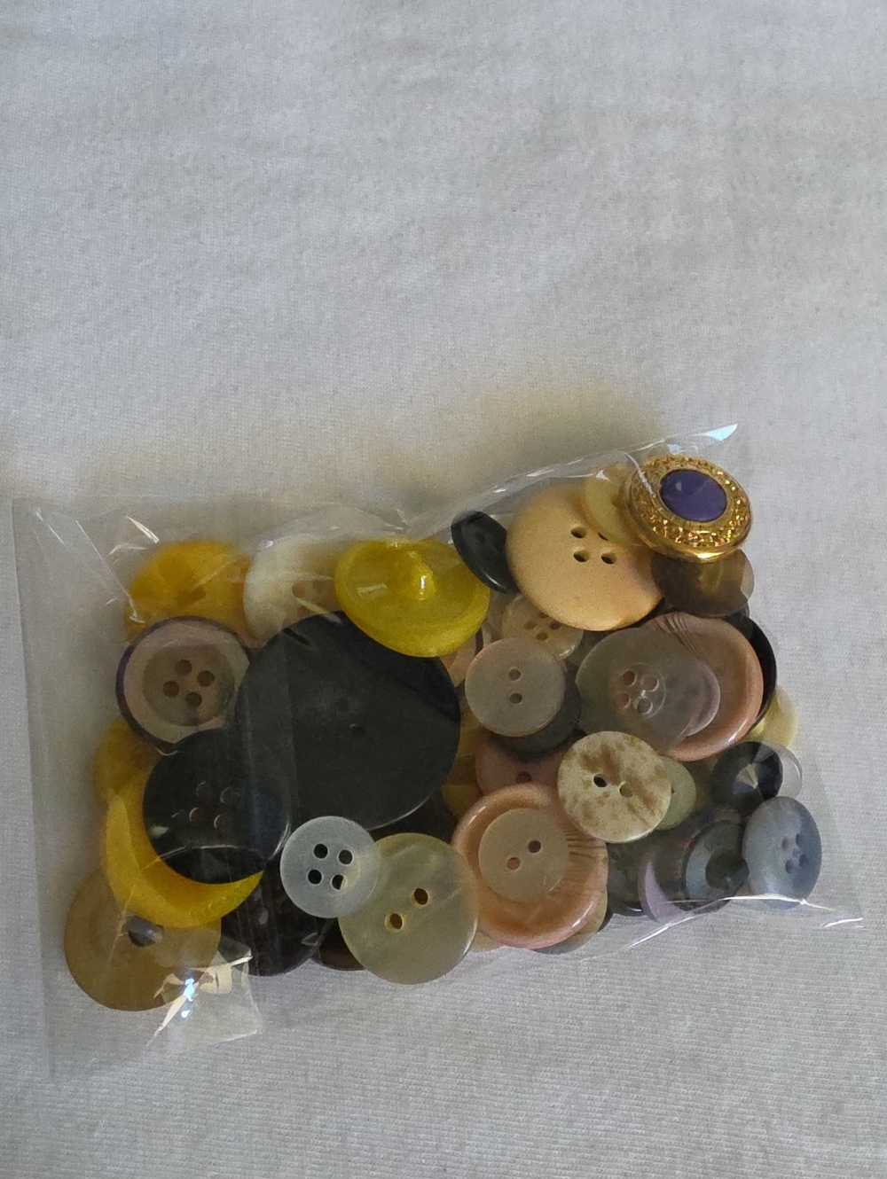 Assorted Vintage Buttons Pack - Yellow, Black, Brown, Cream